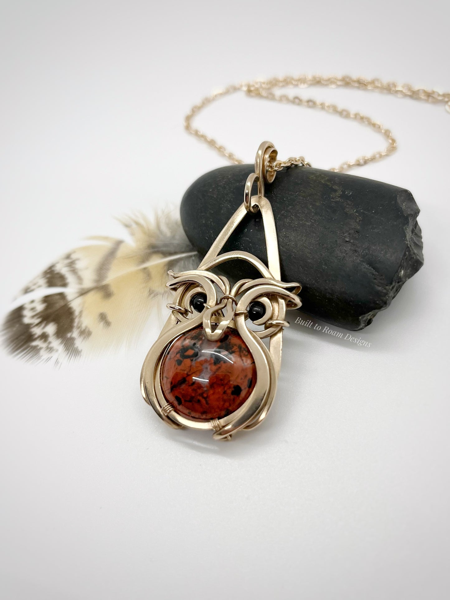 Owlbert - Brecciated Red Jasper & Black Tourmaline