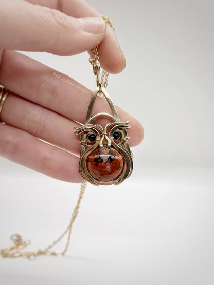Owlbert - Brecciated Red Jasper & Black Tourmaline