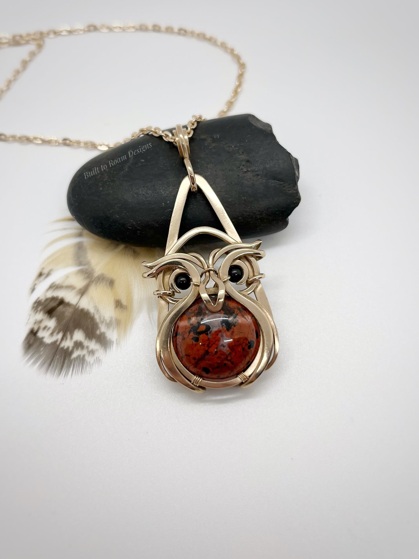 Owlbert - Brecciated Red Jasper & Black Tourmaline