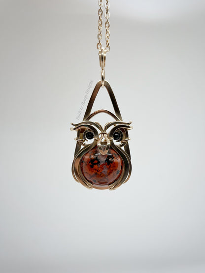 Owlbert - Brecciated Red Jasper & Black Tourmaline