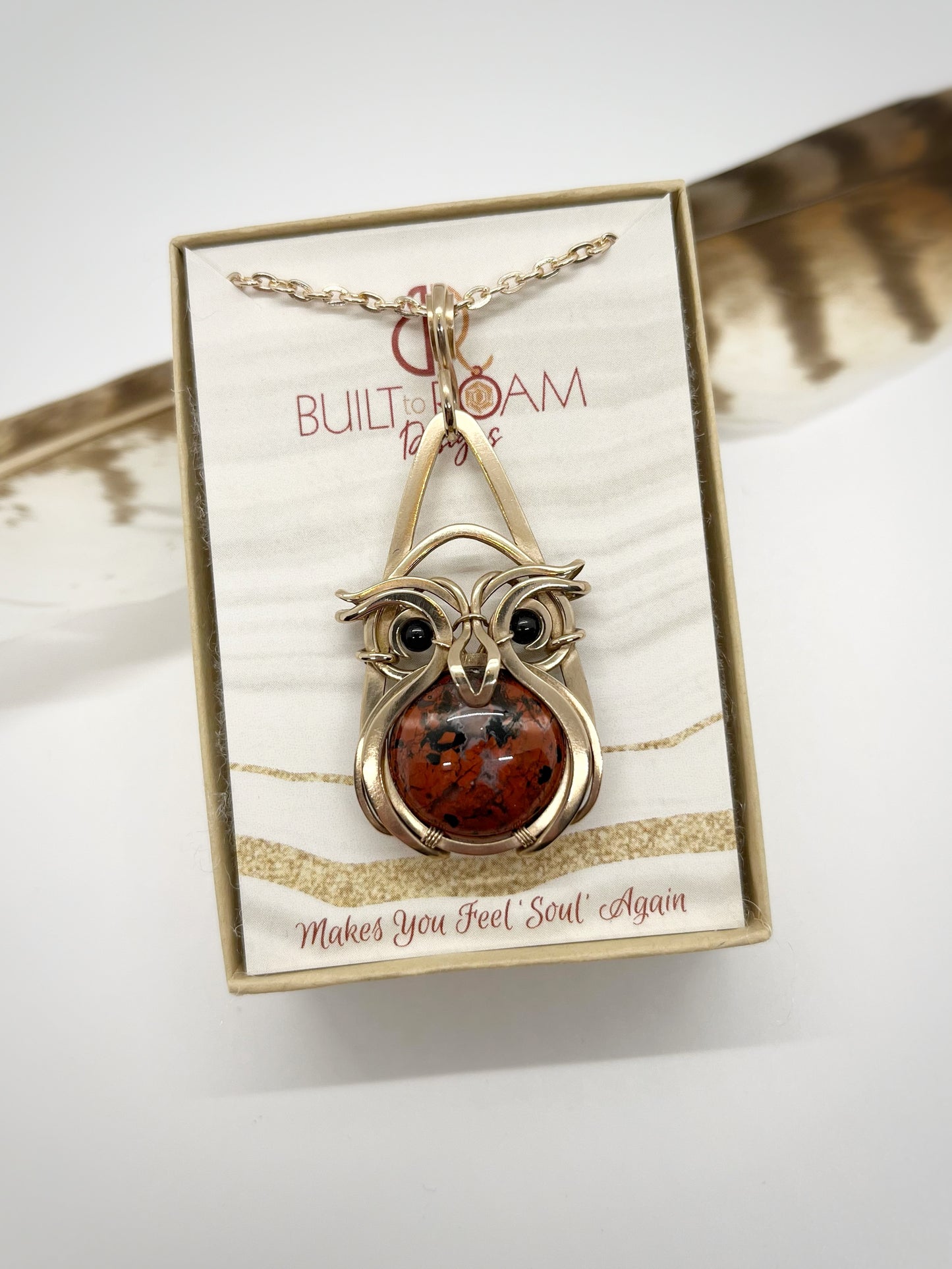 Owlbert - Brecciated Red Jasper & Black Tourmaline