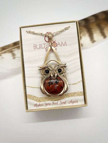 Owlbert - Brecciated Red Jasper & Black Tourmaline