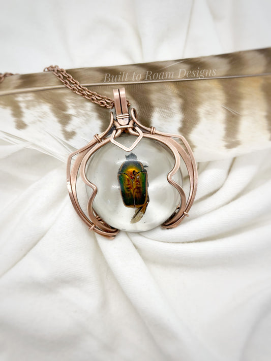 Marty - Real Green Scarab Pendant - Ethically Sourced