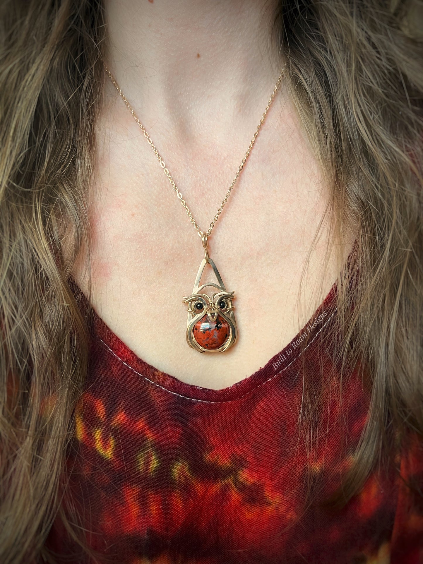 Owlbert - Brecciated Red Jasper & Black Tourmaline