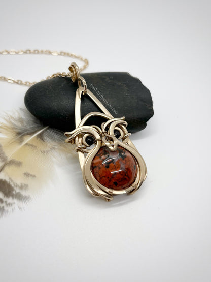 Owlbert - Brecciated Red Jasper & Black Tourmaline