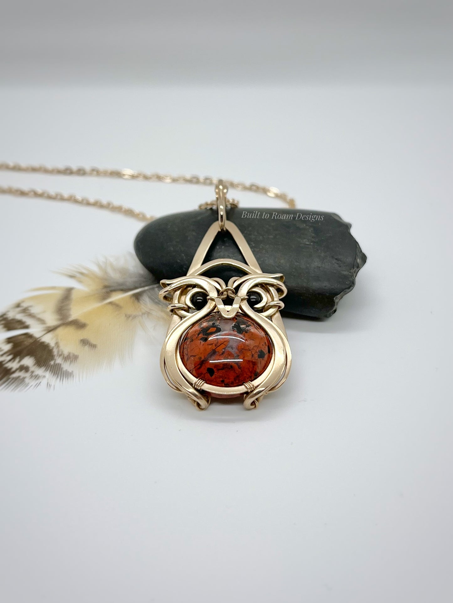 Owlbert - Brecciated Red Jasper & Black Tourmaline