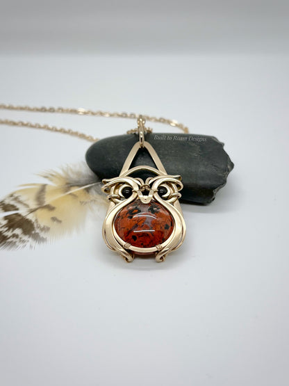 Owlbert - Brecciated Red Jasper & Black Tourmaline