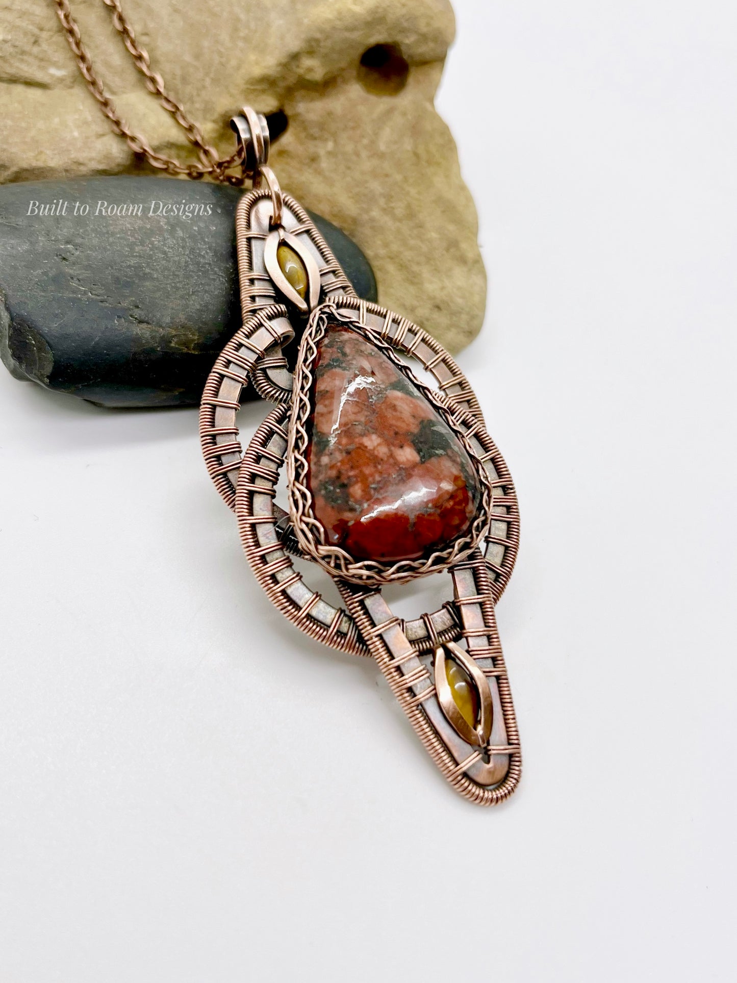 Donovan - Red Jasper w/ Pyrite Inclusions & Tiger’s Eye Necklace