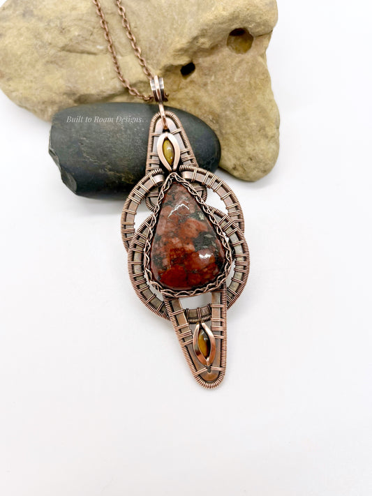 Donovan - Red Jasper w/ Pyrite Inclusions & Tiger’s Eye Necklace