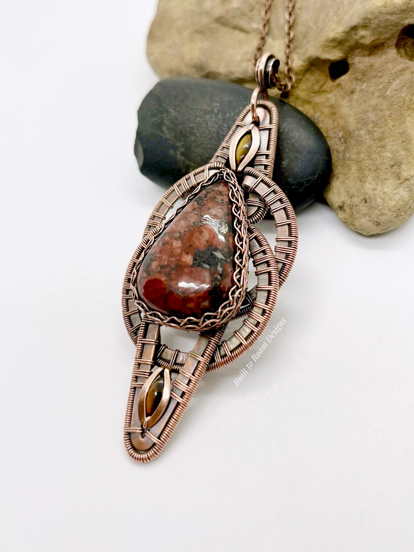Donovan - Red Jasper w/ Pyrite Inclusions & Tiger’s Eye Necklace