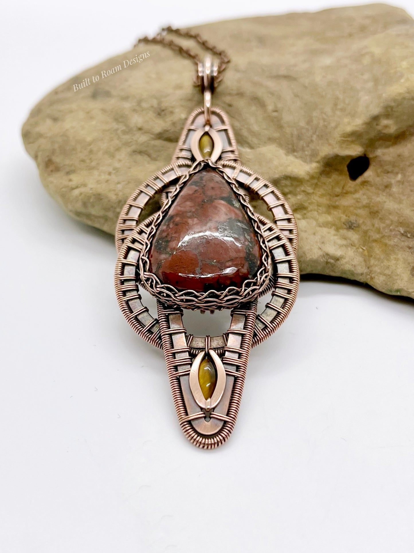 Donovan - Red Jasper w/ Pyrite Inclusions & Tiger’s Eye Necklace