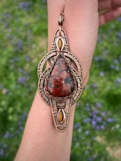 Donovan - Red Jasper w/ Pyrite Inclusions & Tiger’s Eye Necklace