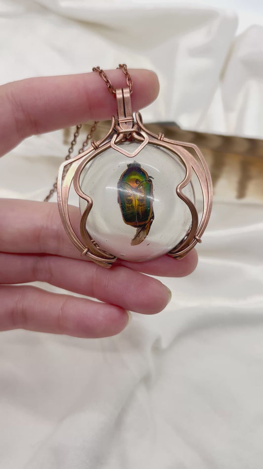 Marty - Real Green Scarab Pendant - Ethically Sourced