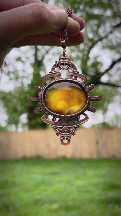 Soleil - Yellow/Orange Onyx Sunburst Necklace